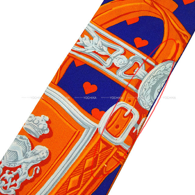 HERMES scarf Twilly Brides de Gala Love Ultra Violet/Orange/Marine Silk100%[EXCELLENT][Authentic]