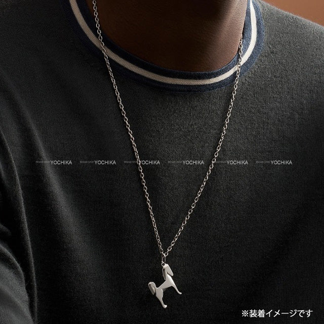 2021 A/W HERMES necklace Panache Horse pendantSilver Palladium Plated Silver HW[EXCELLENT][Authentic]