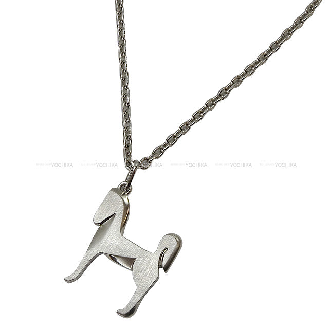 2021 A/W HERMES necklace Panache Horse pendantSilver Palladium Plated Silver HW[EXCELLENT][Authentic]