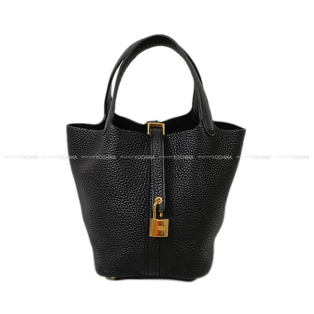 HERMES Handbag Picotin Lock 18 PM Noir (Black) Taurillon Clemence Gold HW Stamp B[BRAND NEW][Authentic]