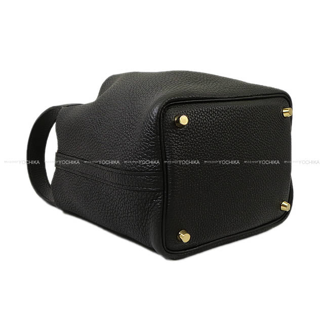 HERMES Handbag Picotin Lock 18 PM Noir (Black) Taurillon Clemence Gold HW Stamp W[EXCELLENT][Authentic]