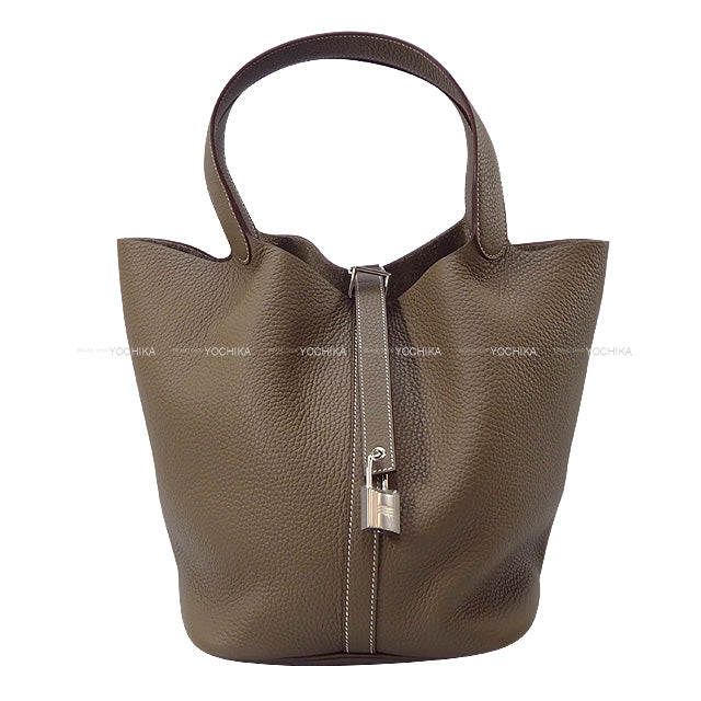 HERMES Handbag Picotin Lock 26 GM Etoupe Taurillon Clemence Silver HW Stamp W[BRAND NEW][Authentic]