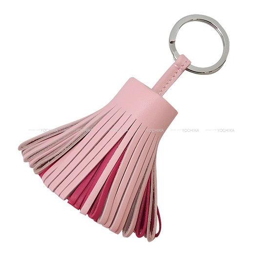HERMES key ring Carmen Tricolor Rose Sakura/Rose Shocking/Framboise Agneau Milo Silver HW[BRAND NEW][Authentic]