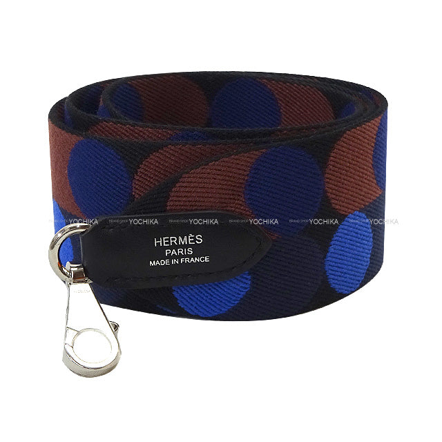 HERMES Handbag Bandouliere 50mm 85cm Sangles flipperball Noir (Black)/Bleu Saphir Toile/Swift Silver HW Stamp Z[EXCELLENT][Authentic]