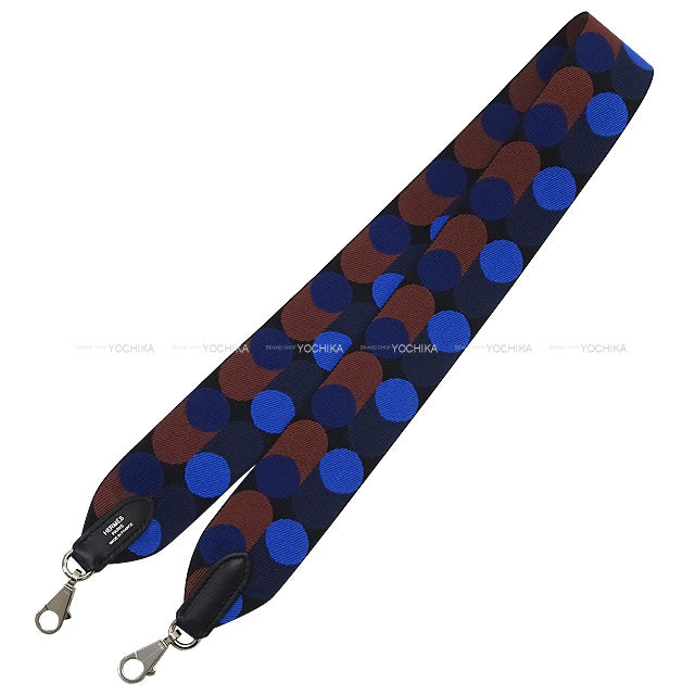 HERMES Handbag Bandouliere 50mm 85cm Sangles flipperball Noir (Black)/Bleu Saphir Toile/Swift Silver HW Stamp Z[EXCELLENT][Authentic]