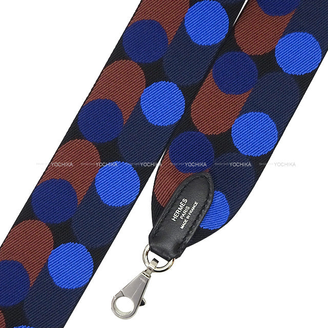 HERMES Handbag Bandouliere 50mm 85cm Sangles flipperball Noir (Black)/Bleu Saphir Toile/Swift Silver HW Stamp Z[EXCELLENT][Authentic]
