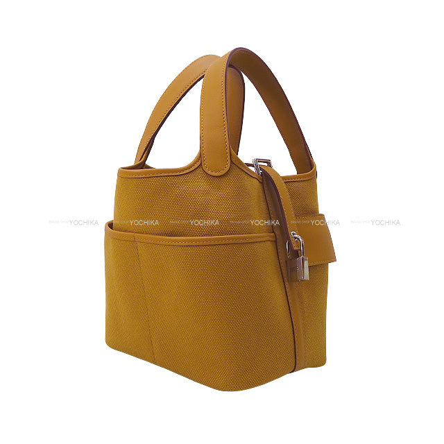 2021SS Limited HERMES Handbag Picotin Lock 18 PM Cargo Pockets Desert/Sesame Toile H/Veau Swift Gold HW Stamp W[EXCELLENT][Authentic]