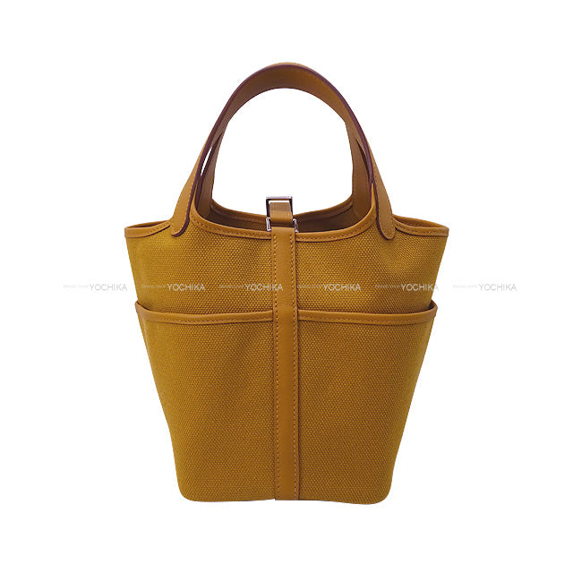 2021SS Limited HERMES Handbag Picotin Lock 18 PM Cargo Pockets Desert/Sesame Toile H/Veau Swift Gold HW Stamp W[EXCELLENT][Authentic]