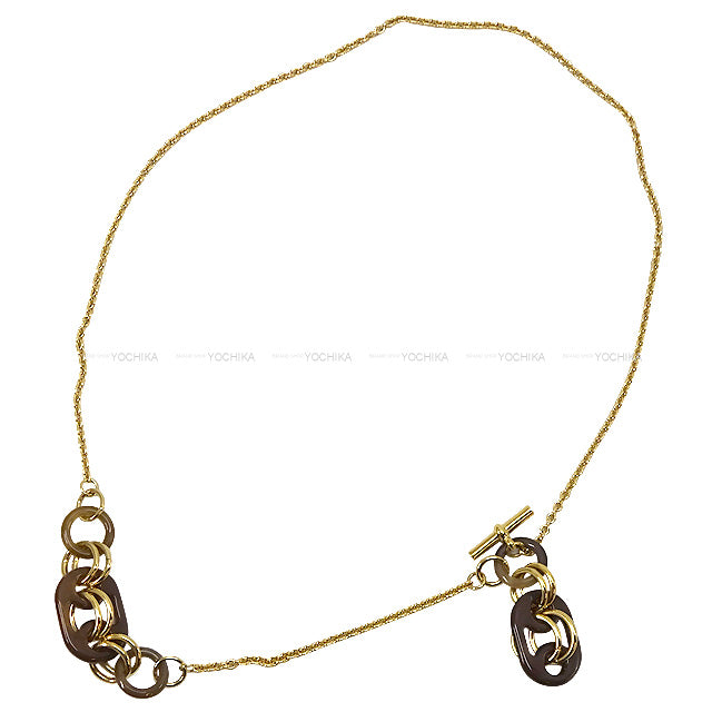 HERMES necklace Eurydice 2wayNatural Buffalo Horn/Metal Gold HW[EXCELLENT][Authentic]