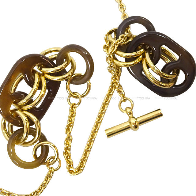 HERMES necklace Eurydice 2wayNatural Buffalo Horn/Metal Gold HW[EXCELLENT][Authentic]