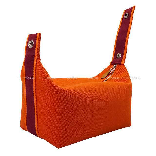 HERMES Pouch Bride a Brac PM Feu Orange/Rouge H Toile H Silver HW[BRAND NEW][Authentic]