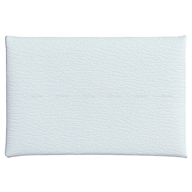 HERMES card holder Calvi Duo Verso Blue brume /Cuivre Chevre Mysore Silver HW Stamp Z[EXCELLENT][Authentic]