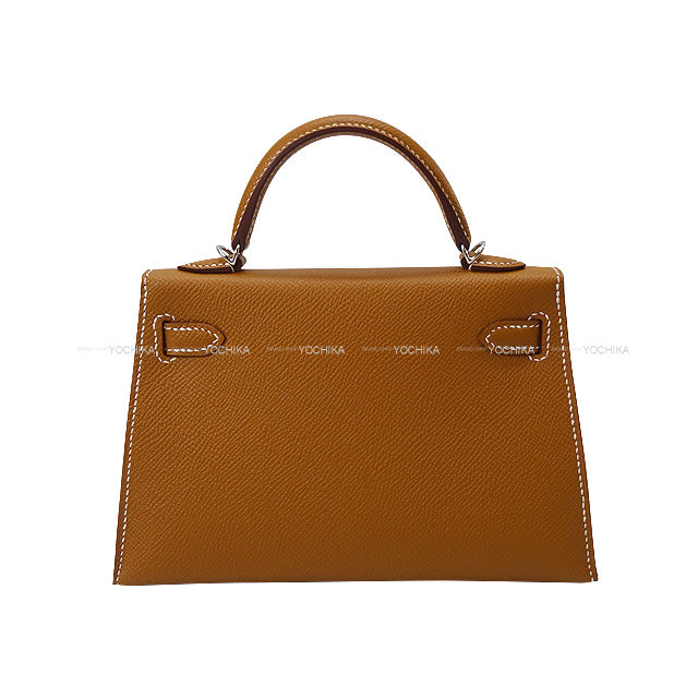 HERMES Shoulder bag Kelly mini 2 Kelly20 Gold Veau Epsom Silver HW Stamp W[EXCELLENT][Authentic]
