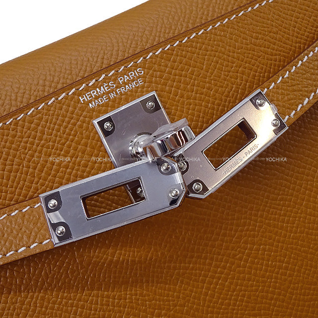 HERMES Shoulder bag Kelly mini 2 Kelly20 Gold Veau Epsom Silver HW Stamp W[EXCELLENT][Authentic]