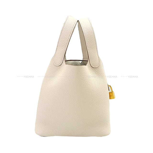 HERMES Handbag Picotin Lock 18 PM Craie Taurillon Clemence Gold HW Stamp K[BRAND NEW][Authentic]