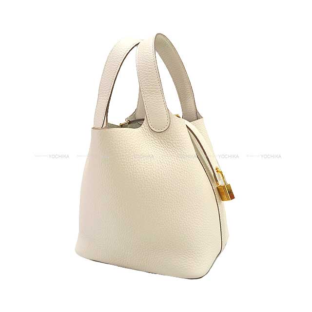 HERMES Handbag Picotin Lock 18 PM Craie Taurillon Clemence Gold HW Stamp K[BRAND NEW][Authentic]