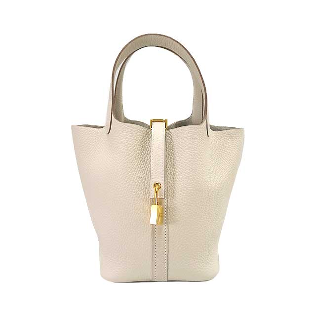 HERMES Handbag Picotin Lock 18 PM Craie Taurillon Clemence Gold HW Stamp K[BRAND NEW][Authentic]