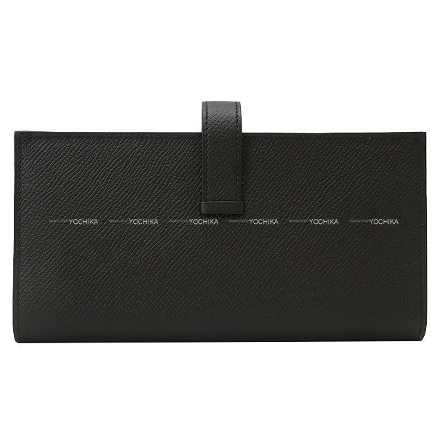 HERMES long wallet Bearn Soufflet SO BLACK Monochrome Noir (Black) Veau Madame Black HW Stamp G[BRAND NEW][Authentic]