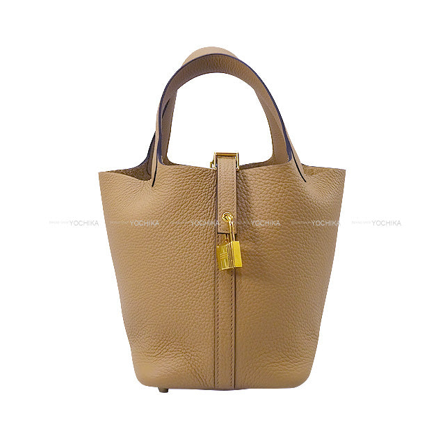 HERMES Handbag Picotin Lock 18 PM Chai Taurillon Clemence Gold HW Stamp B[EXCELLENT][Authentic]