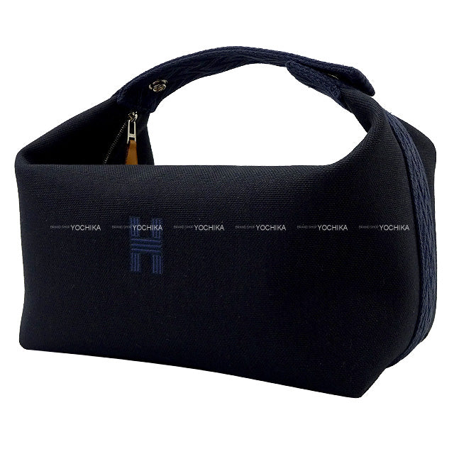 HERMES Pouch Bride a Brac GM Zigzag Noir (Black)/Bleu Nuit Toile H Pulme Canvas Silver HW[BRAND NEW][Authentic]