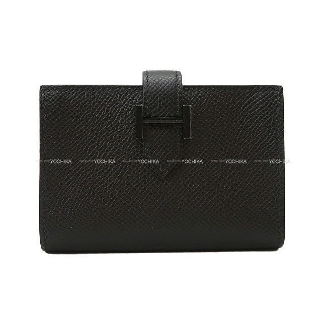 HERMES card holder Bearn Card holder SO BLACK Monochrome Noir (Black) Veau Epsom Black HW Stamp Z[EXCELLENT][Authentic]