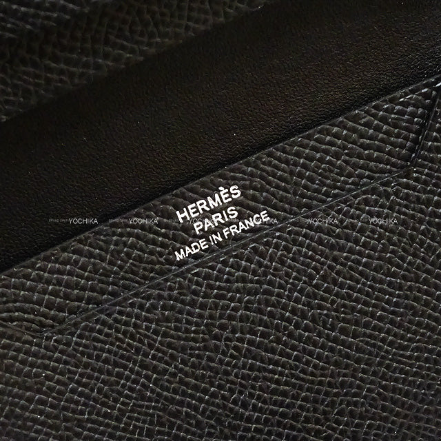 HERMES card holder Bearn Card holder SO BLACK Monochrome Noir (Black) Veau Epsom Black HW Stamp Z[EXCELLENT][Authentic]