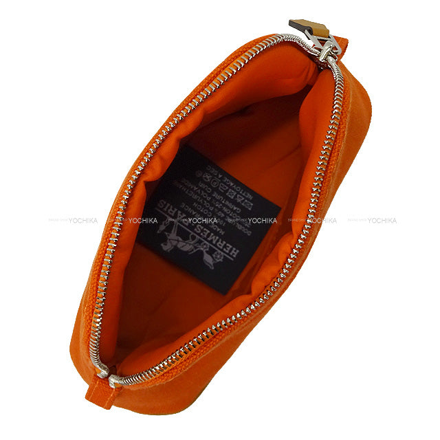 HERMES Pouch Bolide Pouch MiniMini Feu Orange Cotton Silver HW[EXCELLENT][Authentic]