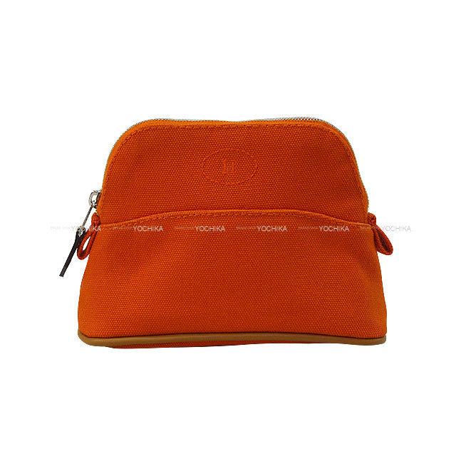 HERMES Pouch Bolide Pouch MiniMini Feu Orange Cotton Silver HW[EXCELLENT][Authentic]