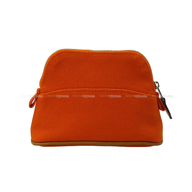 HERMES Pouch Bolide Pouch MiniMini Feu Orange Cotton Silver HW[EXCELLENT][Authentic]