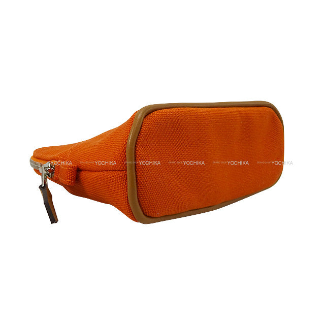 HERMES Pouch Bolide Pouch MiniMini Feu Orange Cotton Silver HW[EXCELLENT][Authentic]
