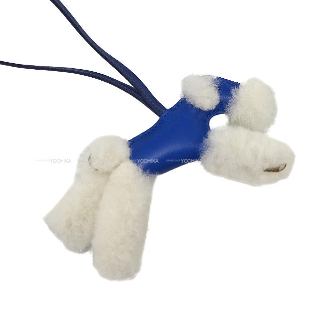 HERMES bag charm Budy dog bicolor Bleu France/Bleu Saphir Agneau Milo/ Stamp U[EXCELLENT][Authentic]