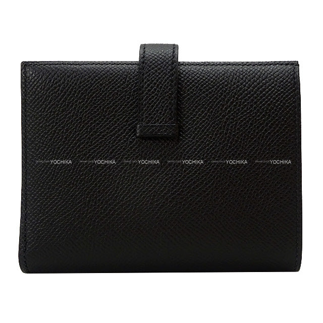 HERMES Bi-fold wallet Bearn Compact SO BLACK Monochrome Noir (Black) Veau Epsom Black HW Stamp U[EXCELLENT][Authentic]