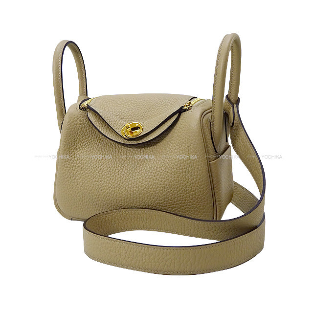 HERMES Shoulder bag Lindy mini 20 Verso Trench/Gris Asphalte Taurillon Clemence Gold HW Stamp K[BRAND NEW][Authentic]
