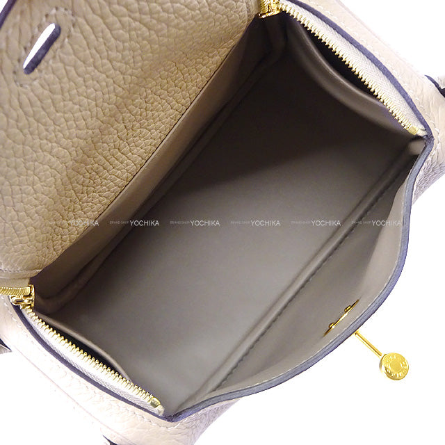 HERMES Shoulder bag Lindy mini 20 Verso Trench/Gris Asphalte Taurillon Clemence Gold HW Stamp K[BRAND NEW][Authentic]