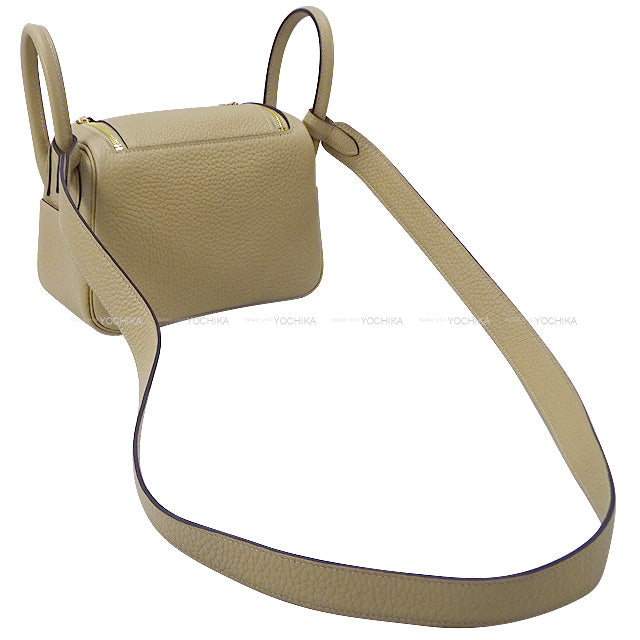 HERMES Shoulder bag Lindy mini 20 Verso Trench/Gris Asphalte Taurillon Clemence Gold HW Stamp K[BRAND NEW][Authentic]