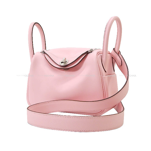 HERMES Shoulder bag Lindy mini 20 Rose Sakura Veau Swift Silver HW Stamp K[BRAND NEW][Authentic]