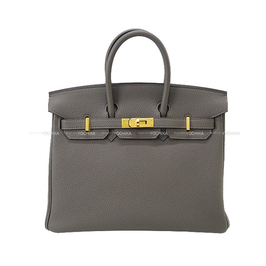 HERMES Handbag Birkin25 Gris Meyer Veau Togo Gold HW Stamp W[BRAND NEW][Authentic]