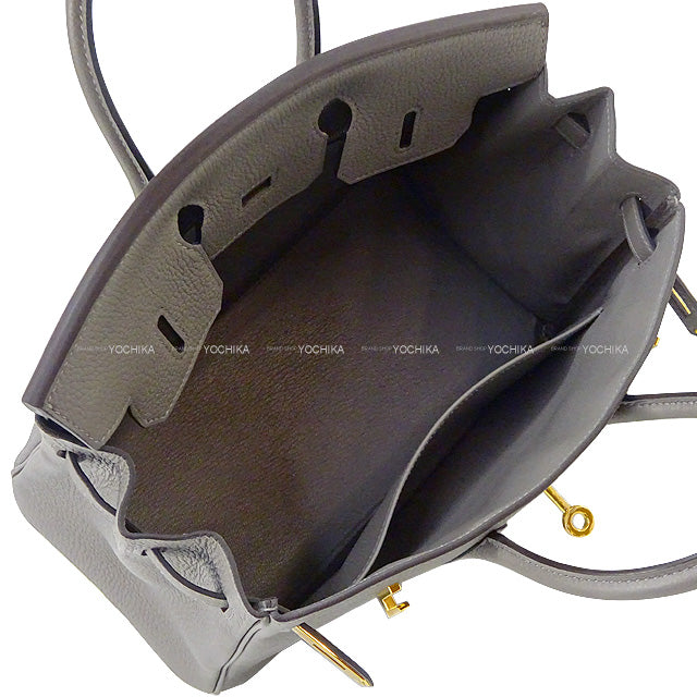 HERMES Handbag Birkin25 Gris Meyer Veau Togo Gold HW Stamp W[BRAND NEW][Authentic]