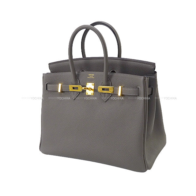 HERMES Handbag Birkin25 Gris Meyer Veau Togo Gold HW Stamp W[BRAND NEW][Authentic]