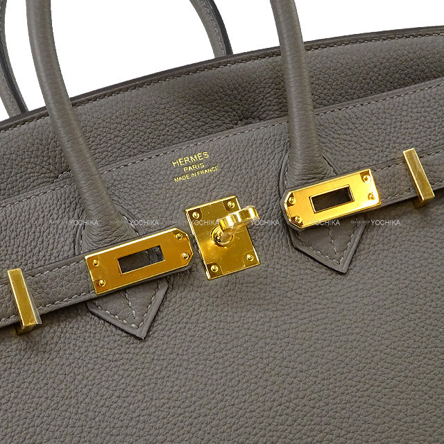 HERMES Handbag Birkin25 Gris Meyer Veau Togo Gold HW Stamp W[BRAND NEW][Authentic]
