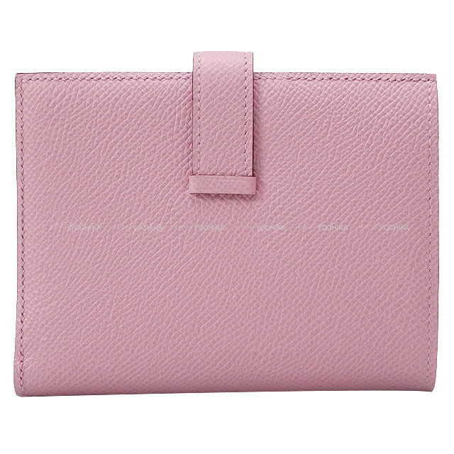 HERMES Bi-fold wallet Bearn Compact Mauve sylvestre Veau Epsom Silver HW Stamp U[EXCELLENT][Authentic]