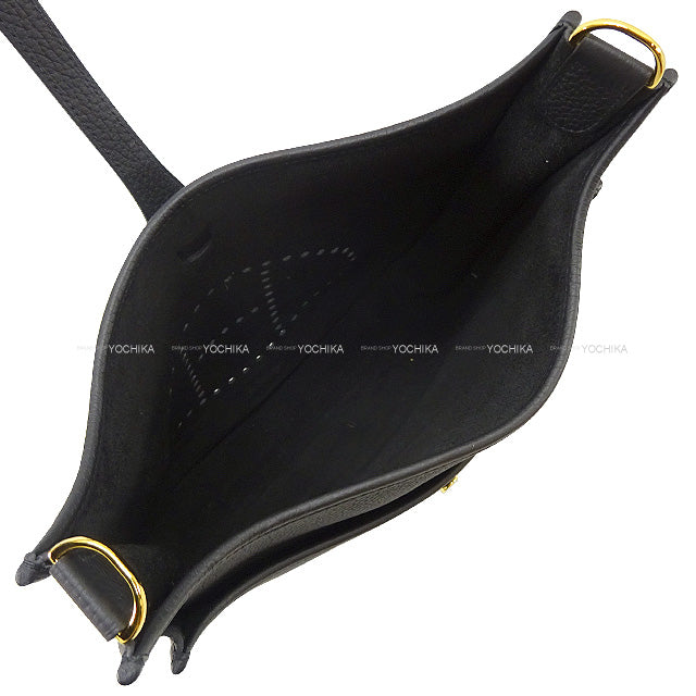 HERMES Shoulder bag Evelyne 29 PM Noir (Black) Taurillon Leather Gold HW Stamp D[EXCELLENT][Authentic]