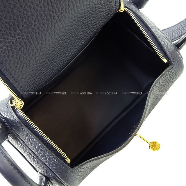 HERMES Shoulder bag Lindy 20 mini Bleu Nuit Taurillon Clemence Gold HW Stamp B[BRAND NEW][Authentic]