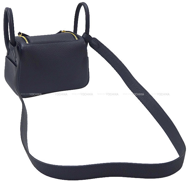 HERMES Shoulder bag Lindy 20 mini Bleu Nuit Taurillon Clemence Gold HW Stamp B[BRAND NEW][Authentic]