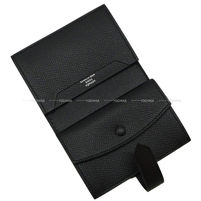 HERMES Bi-fold wallet Bearn Mini Card holder With Coin purse SO BLACK Monochrome Noir (Black) Veau Epsom Black HW Stamp U[EXCELLENT][Authentic]