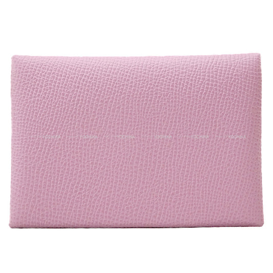HERMES card holder Calvi Duo Mauve sylvestre Veau Epsom Silver HW Stamp K[BRAND NEW][Authentic]