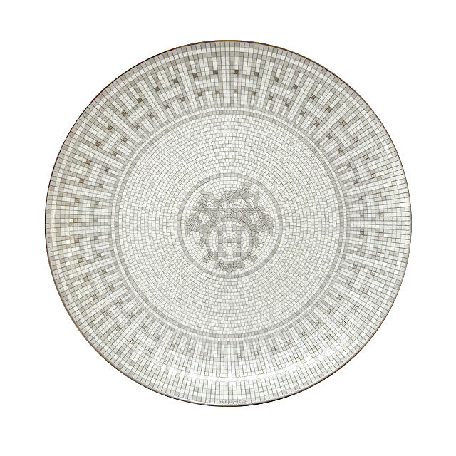 HERMES Plate Dessert plate 2 pieces pair Mosaique au 24 platinum Porcelain[BRAND NEW][Authentic]