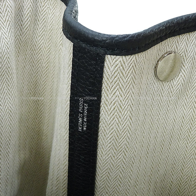 HERMES tote bag Garden Party 36 PM Noir (Black) Veau Negonda Silver HW Stamp W[EXCELLENT][Authentic]