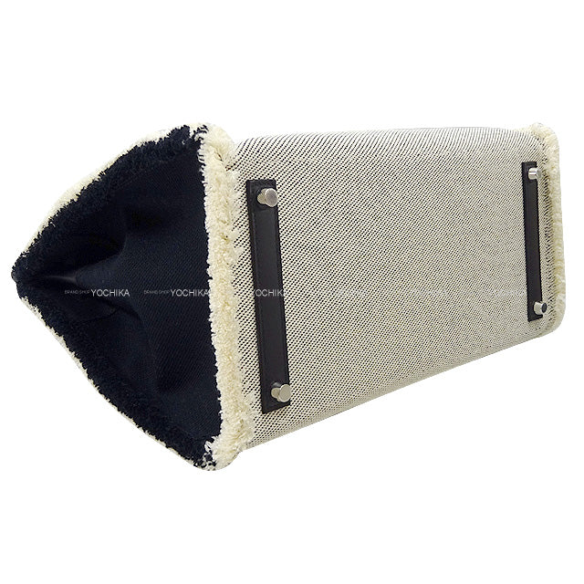 HERMES Handbag Birkin35 Fray Fray Noir (Black) Toile Twill H/Veau Swift Silver HW Stamp Y[EXCELLENT][Authentic]