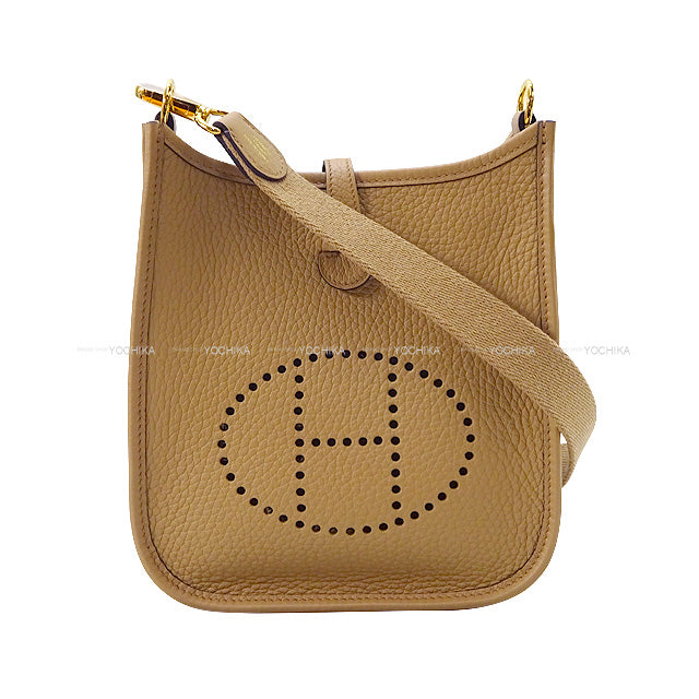 HERMES Shoulder bag Evelyne 16 TPM Chai Taurillon Clemence Gold HW Stamp K[EXCELLENT][Authentic]